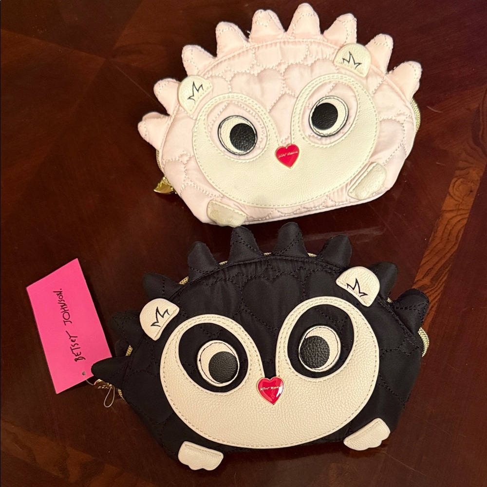 Betsey Johnson Pink and Black Hedgehog Kids Coin Bags